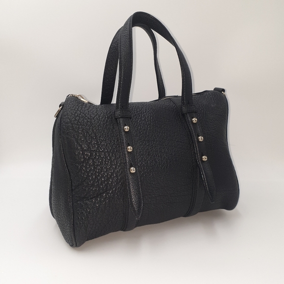 EXTRA 30% OFF🖤Alexander Wang Boston Bag Black Pebbled Leather Gold Tone Handbag - Picture 14 of 16